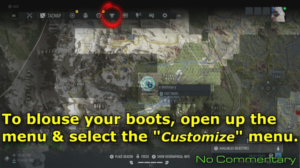 open customize menu