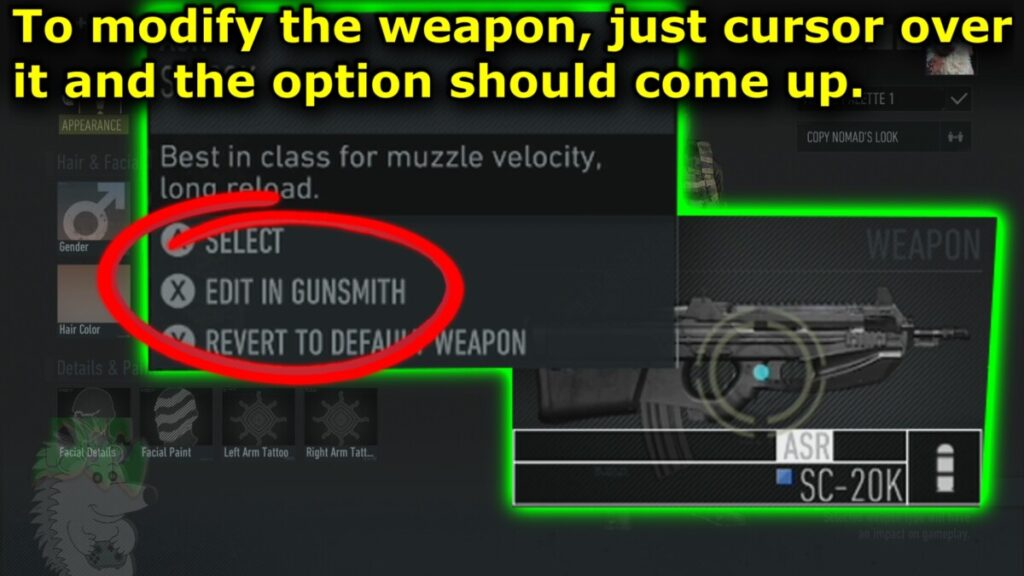 Modify the weapon, cursor over it and select "Edit In Gunsmith" in the options list